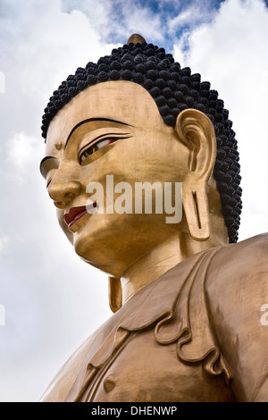 Il Bhutan, Thimpu, Big Buddha Dordenma statua, faccia del gigantesco Sakyamuni figura buddista Foto Stock