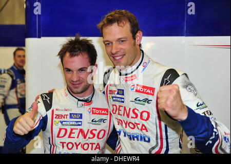 Shanghai, Cina. 08 Nov, 2013. WEC 6 Ore Endurance race. Prove libere e qualifiche il giorno. #7 TOYOTA RACING (JAP) TOYOTA TS030 ibrido Alexander Wurz (AUT) Nicolas Lapierre (FRA) pole sitter LMP1 Credito: Azione Sport Plus/Alamy Live News Foto Stock