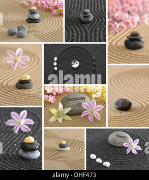 Giapponese giardino zen in sabbia Foto Stock