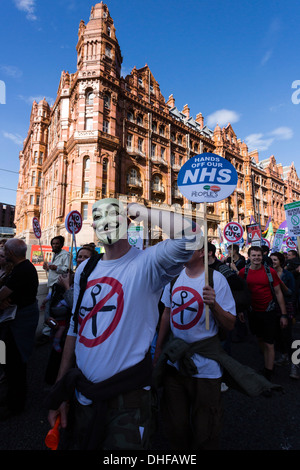 Dimostrazione organizzata dall'TUC contro i governi di coalizione programma di privatizzazione di parti del NHS Foto Stock