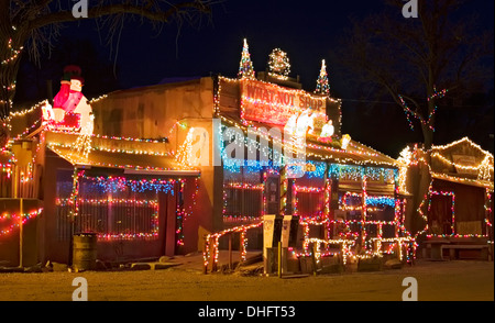 Che cosa non fare shopping e le luci di Natale, Cerrillos, Nuovo Messico USA Foto Stock
