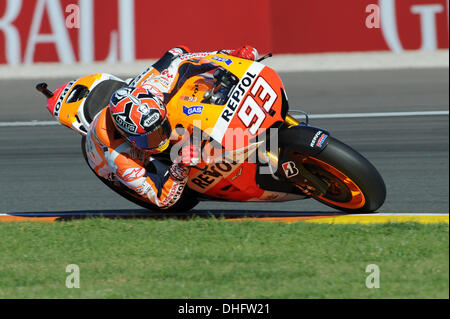 Valencia, Spagna. 09Nov, 2013. Marc Marquez (Repsol Honda Team) durante la sessione di qualifica al circuito Ricardo Tormo di Valencia il credito: Azione Plus sport/Alamy Live News Foto Stock