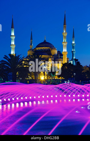 Fontana e Moschea blu, Istanbul, Turchia Foto Stock