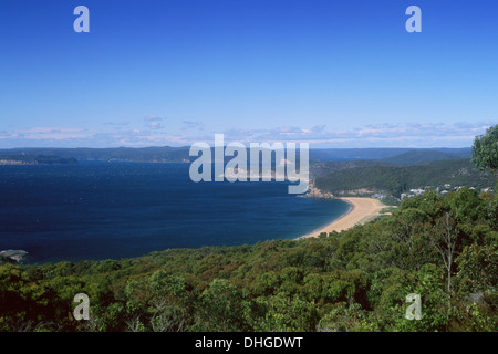 Killcare Beach e di Broken Bay da Marie Byles Bouddi Lookout National Park New South Wales NSW Australia Foto Stock