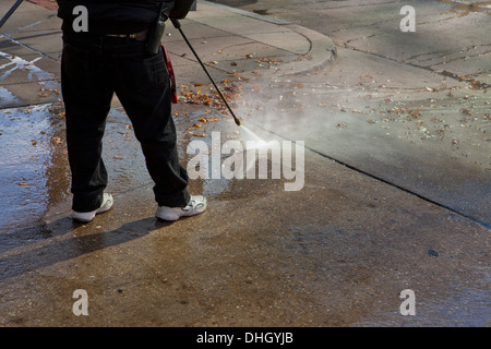 Uomo di potere passerella di lavaggio Foto Stock