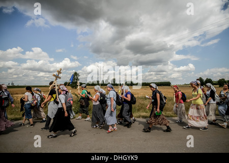 I cristiani ortodossi pellegrinaggio al monte santo di Grabarka in Polonia Foto Stock