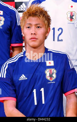 Hotel Hilton Narita Chiba, Giappone. Xi Nov, 2013. Yoichiro Kakitani (JPN), 11 novembre 2013 - Calcio : Giappone Team nazionale uniforme ufficiale annuncio conferenza stampa presso un Hotel Hilton Narita Chiba, Giappone. © AFLO SPORT/Alamy Live News Foto Stock