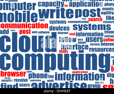 Il cloud computing - sfondo di parola Foto Stock