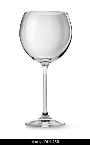 Svuotare wineglass isolato su uno sfondo bianco Foto Stock