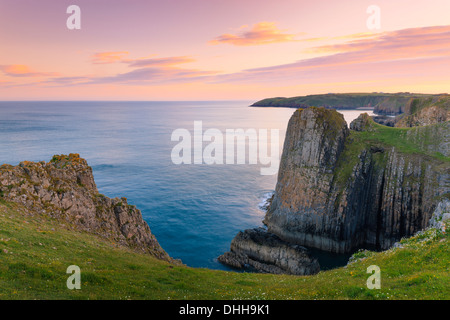 Lydstep nr Tenby Pembrokeshire nel Galles al tramonto Foto Stock