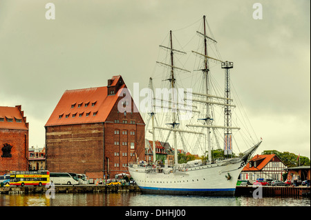 Tall Ship Gorch Fock I a Stralsund Harbour, Stralsund, Meclemburgo-Pomerania Occidentale, Germania Foto Stock