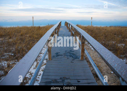 Cape Cod Boardwalk in inverno Foto Stock