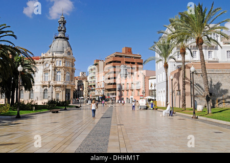 Il Municipio, la piazza del Municipio e Museo del Teatro Romano, il Teatro Romano, Museo di Cartagena, Regione di Murcia, Spagna Foto Stock