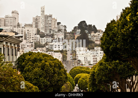 Edifici nella zona residenziale di San Francisco, California, Stati Uniti d'America Foto Stock