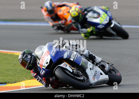 Valencia, Spagna GP Generali de la Comunitat Valenciana Moto GP Gara. Decimo Nov, 2013. Jorge Lorenzo (pilota spagnolo Yamaha Factory Racing Yamaha) Credito: Azione Sport Plus/Alamy Live News Foto Stock