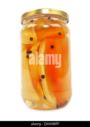 La paprica a fette con i peperoni in un barattolo di vetro Foto Stock