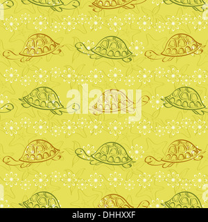 Modello senza giunture, tartarughe e starfishes Foto Stock