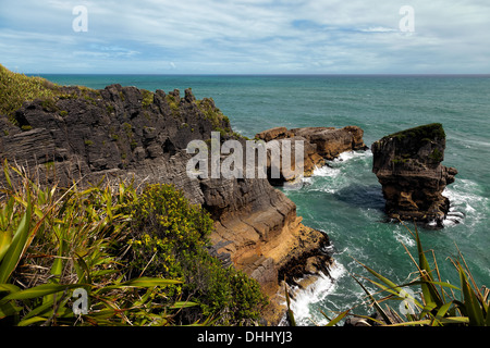 Pancake rocce vicino Punakaiki Foto Stock