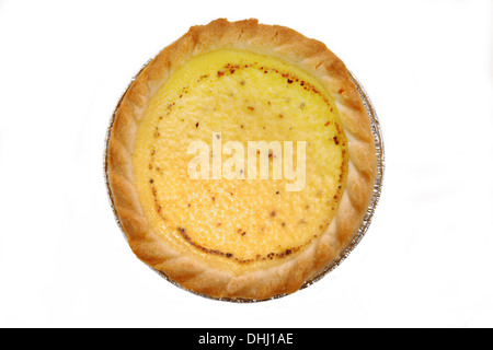 British Style budino tart cosparso con noce moscata studio isolato vista dall'alto in basso Foto Stock