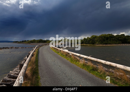 Causeway a Inishmicatreer Isola del Lough Corrib, nella contea di Galway/Confine Mayo, Irlanda Foto Stock