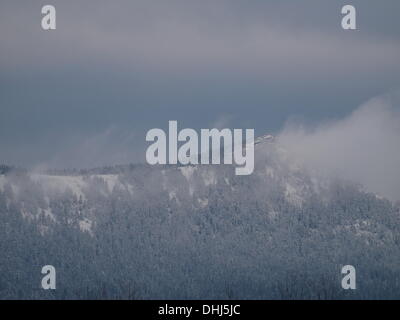 Osser mountain con neve, Foresta Bavarese, Germania Foto Stock