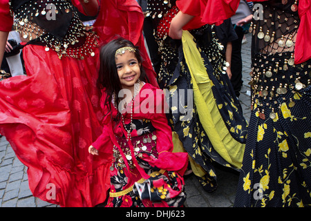 Khamoro etnia gitana festival di Praga. Gli zingari nelle strade di Praga Foto Stock