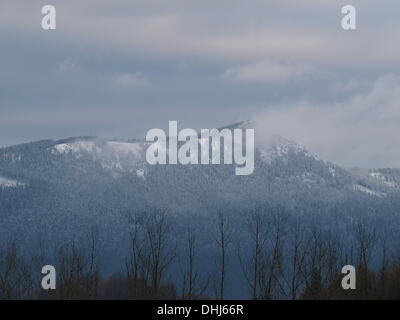 Osser mountain con neve, Foresta Bavarese, Germania Foto Stock