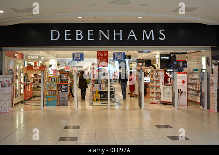 Negozio Debenhams ingresso da Lakeside Intu centro commerciale Lakeside West Thurrock Essex England Regno Unito Foto Stock