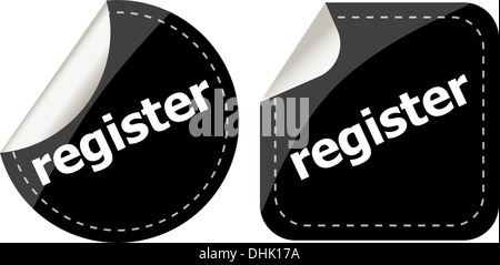 Registro adesivi nero set, pulsante a icona Foto Stock