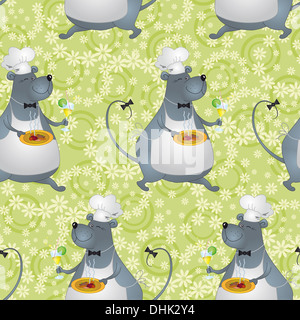 Sfondo senza giunture, cartoon rat cook Foto Stock