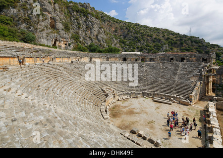 Turchia, Lycia, Lycian Coast, MYRA, vista di anfiteatro Foto Stock