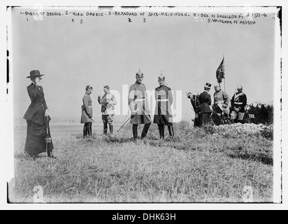 Il re e la regina di Grecia, Bernhard di Sax - Meiningen, Geo. della Grecia (Cr. Il principe), e Waldemar di Prussia (LOC) Foto Stock