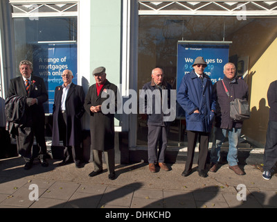 Godersi il sole invernale, curiosi guarda una parata militare in Brighton Foto Stock