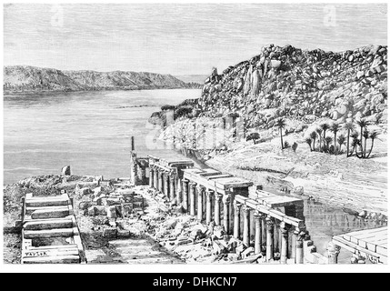1888 Nilo dall'isola di Philae Foto Stock