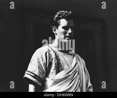 Charlton Heston sul set del film, Giulio Cesare, 1950 Foto Stock