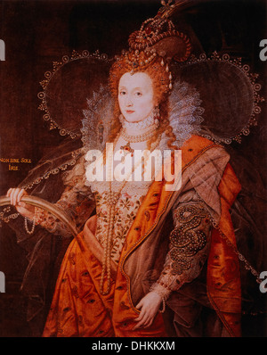 Elizabeth I (1533-1603), regina d'Inghilterra, 1558-1603, Ritratto attribuito a Isaac Oliver Foto Stock