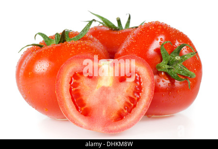 Pomodoro rosso isolato su sfondo bianco Foto Stock