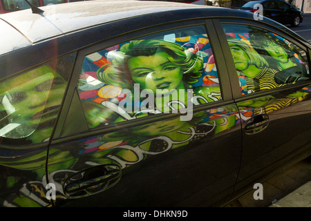 Street Art raffiguranti Marilyn Monroe, Jim Morrison, Janis Joplin Foto Stock