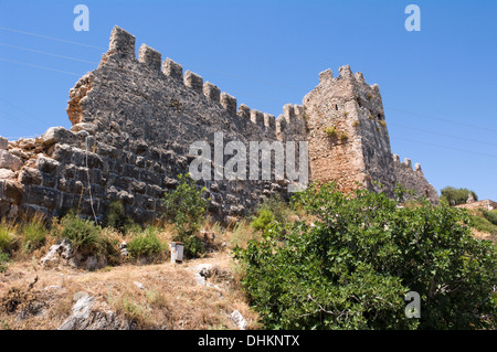 Le rovine di epoca bizantina, seljuk e fortezza ottomana in Alanya, la costa mediterranea della Turchia Foto Stock