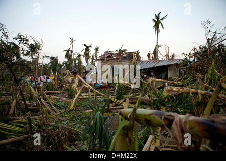 Daanbantayan, Cebu, Filippine. 10th Nov 2013. Distruzione causata dal tifone Yolanda (Haiyan) lungo la strada Daanbantayan per il porto di Maya, Daanbantayan, Cebu. © imagegallery2/Alamy Live News Foto Stock