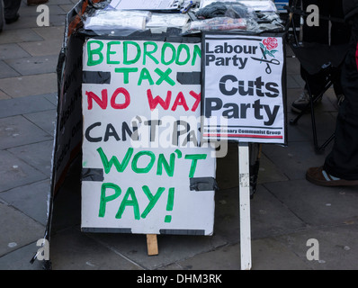 Camera da letto protesta fiscale. Regno Unito Foto Stock