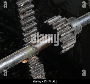 Saracinesca dentata fiume Stour cremagliera e pignone alluvione di controllo di prevenzione Foto Stock