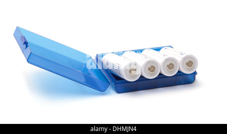 Batterie alcaline in Box Foto Stock