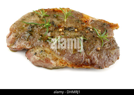 Collo alla griglia bistecca marinata in erbe aromatiche, isolato Foto Stock