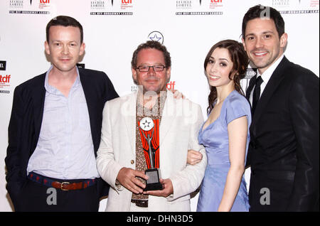 Enda Walsh, Cristin Milioti e Steve Kazee il 2012 Lucille Lortel Awards tenutosi presso la NYU Skirball Center - Sala stampa New York City, Stati Uniti d'America - 06.05.12 Foto Stock