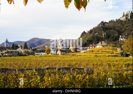 Austriaca Patrimonio Mondiale Wachau in autunno, Austria, Bassa Austria Wachau, Dürnstein Foto Stock