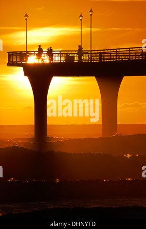 Nuovo Molo di Brighton all'alba, di Christchurch, South Island, in Nuova Zelanda Foto Stock