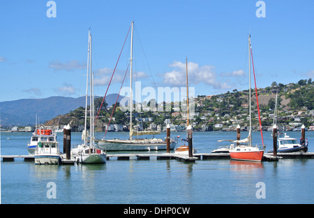 Vista del porto su angel island e la città di Tiburon a Marin County in California Foto Stock