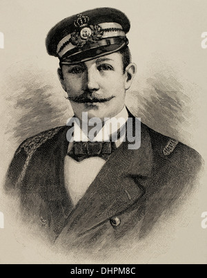 George I (1845-1913). Re di Grecia a partire dal 1863-1913. Casa di Schleswig-Holstein-Sonderburg-Glücksburg. Incisione. Foto Stock