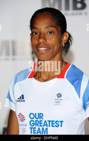 Yamile Aldama (Triple Jumper) assiste un 'Men In Black Team GB' photocall all'ethos Centro Sportivo, Imperial College di Londra, Inghilterra - 16.05.12 Foto Stock